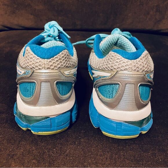 Excellent Asics GEL Nimbus 16 grey blue lime womens running shoes 7.5 Medium - Picture 4 of 13